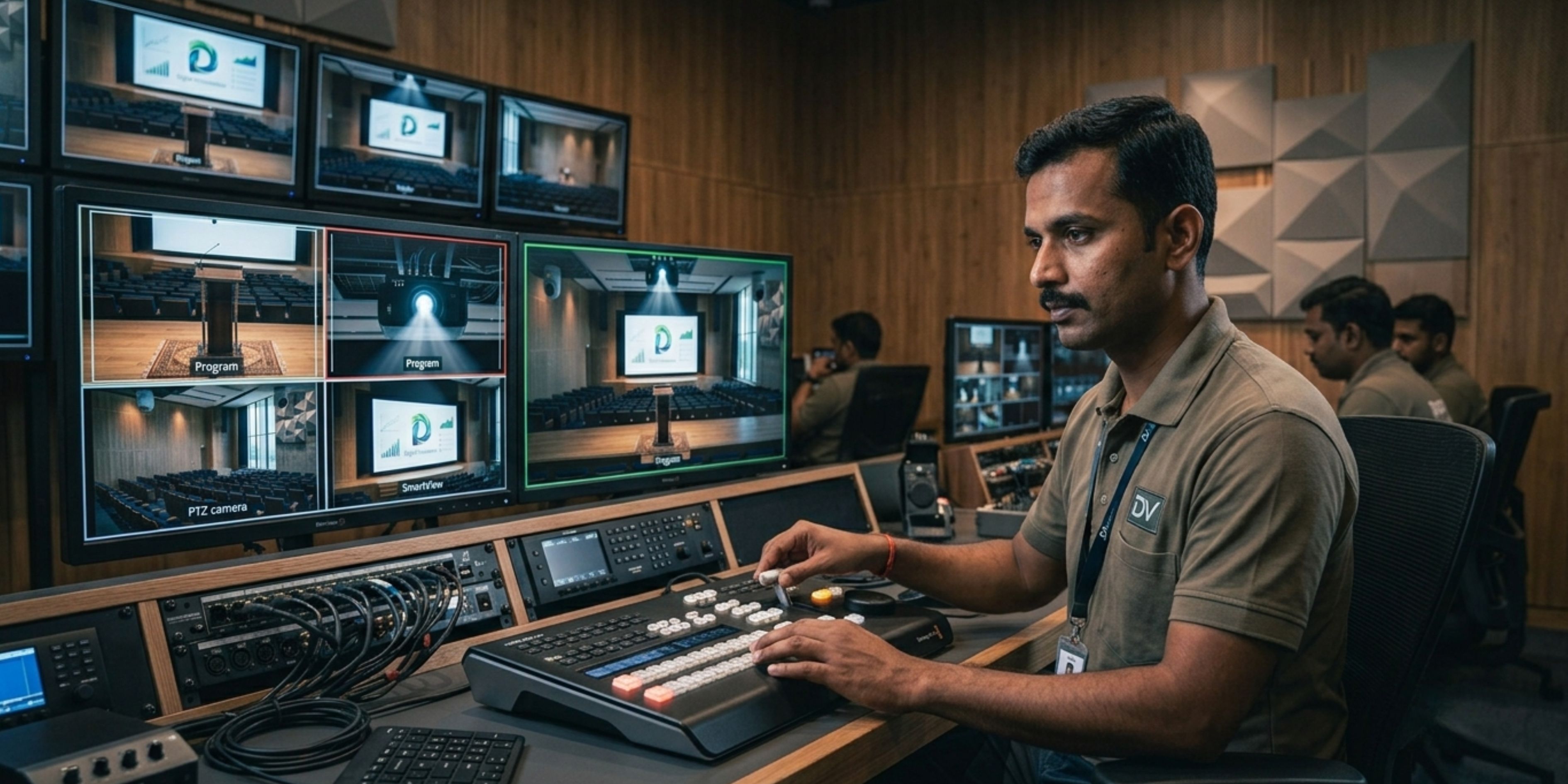 Video switcher and control setup for auditorium events