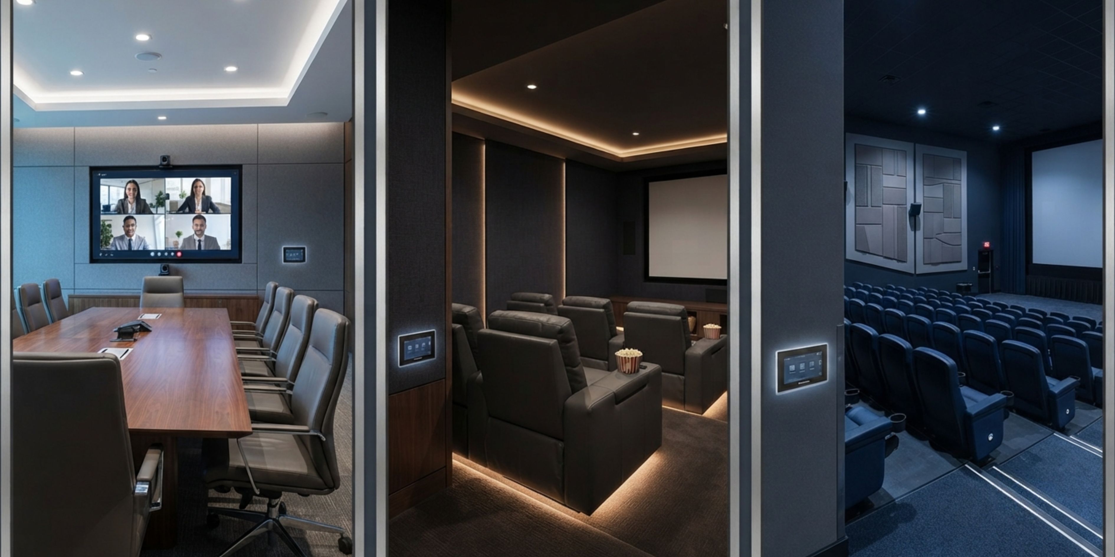 Integrated automation setup across boardroom, home theatre and multiplex venues