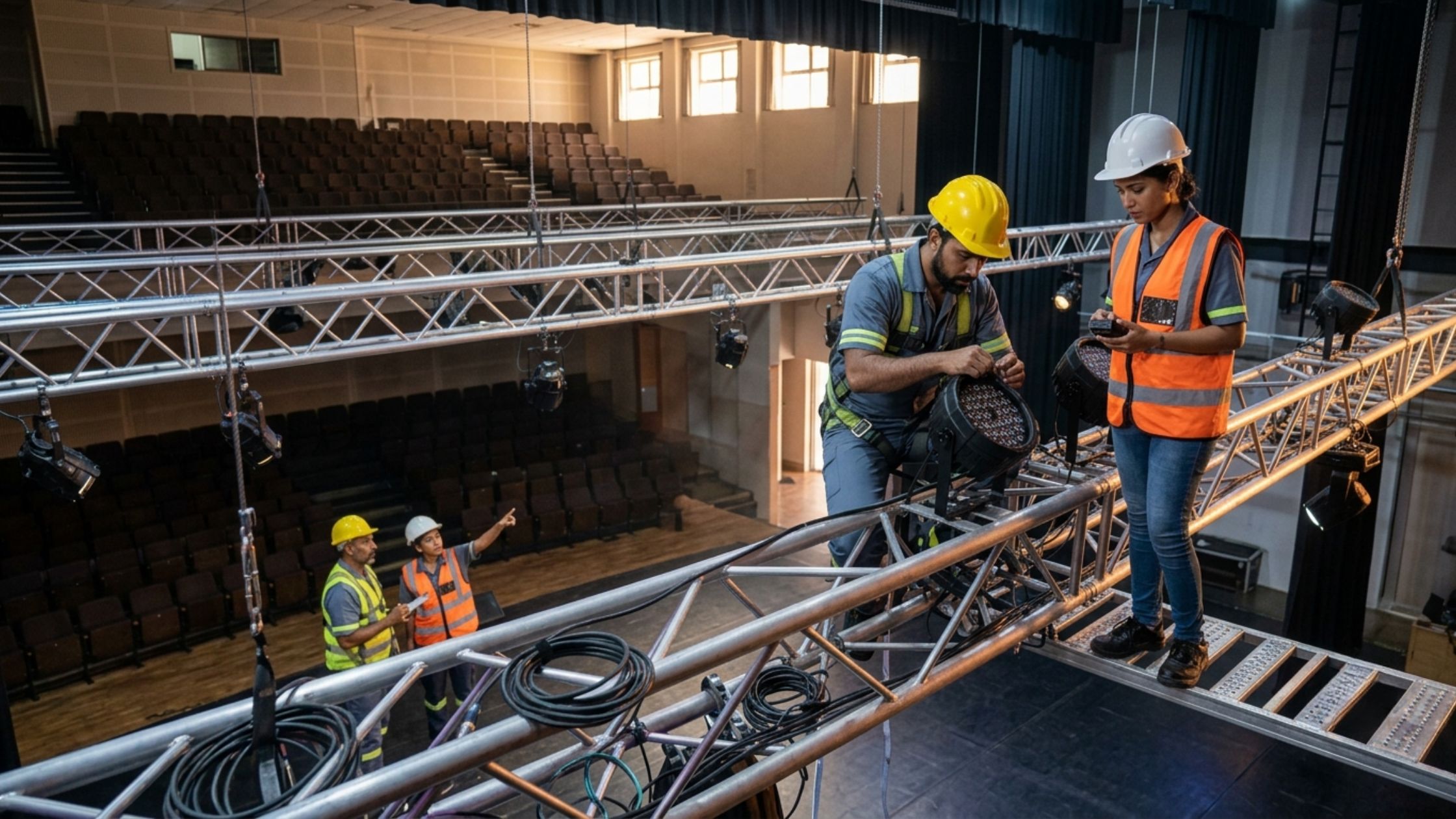 Phonics Overseas technical team auditorium consultancy and installation