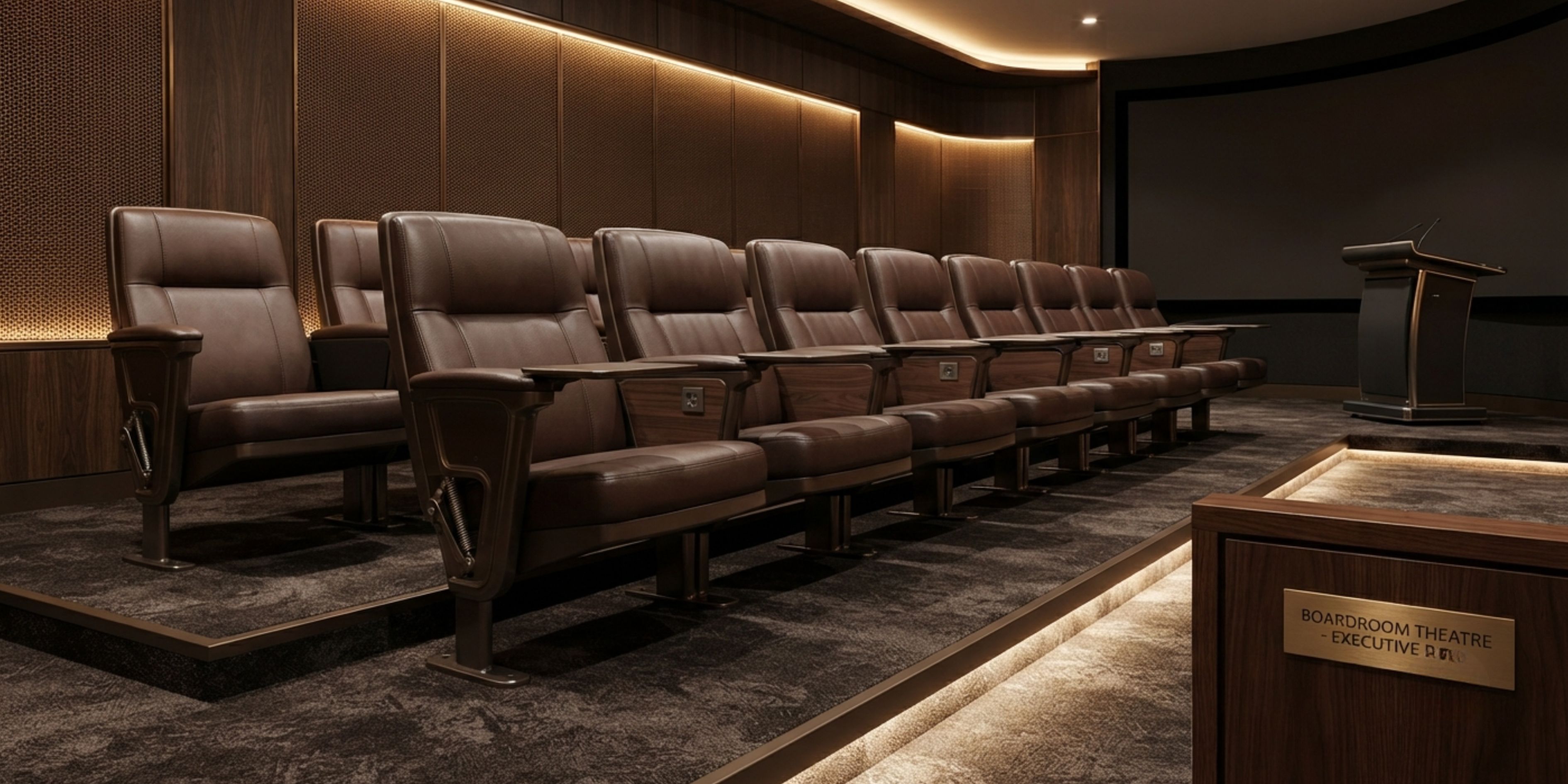 Executive auditorium seating chairs in a corporate conference theatre