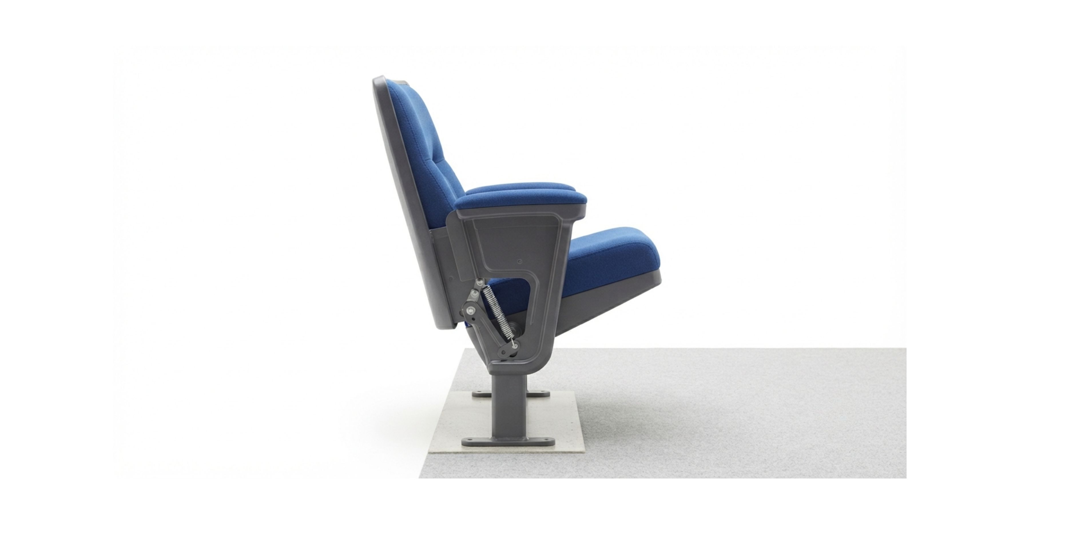 Tip-up foldable auditorium seating chair mechanism for aisle space saving