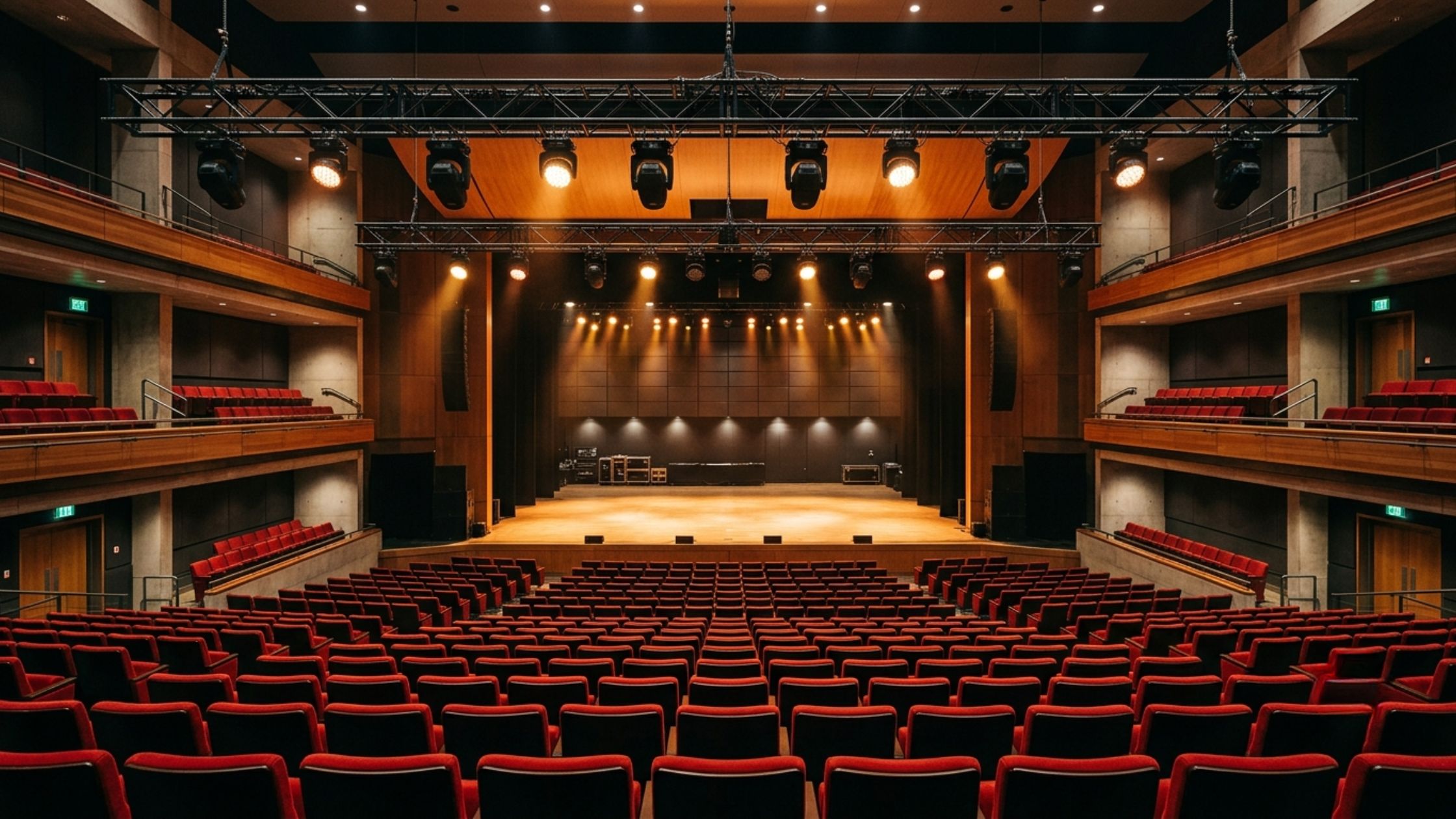 Stage lighting installation in an auditorium in Delhi NCR
